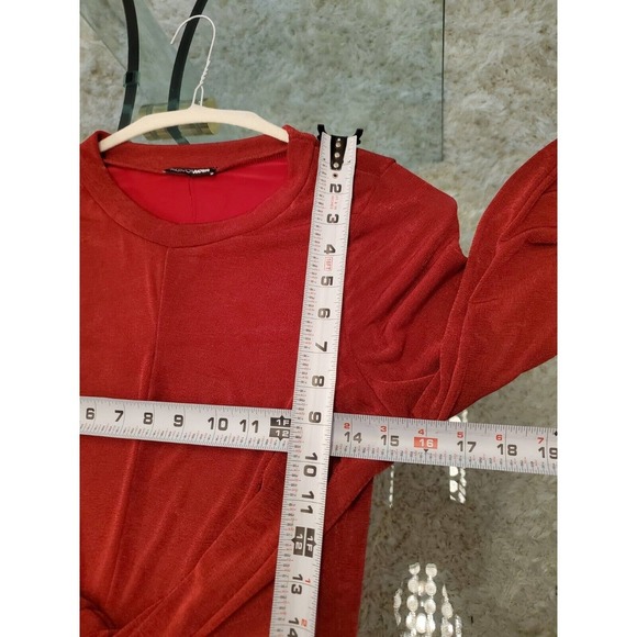 Fashion Nova Burgundy Be Honest Tie Front Knee Length Midi Dress XL - Picture 12 of 13